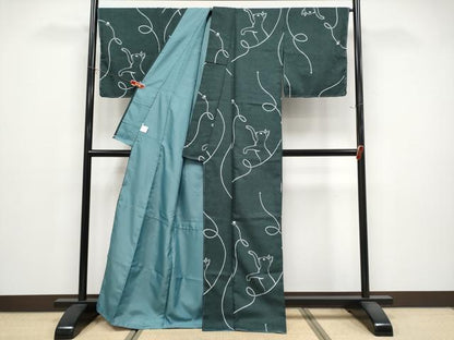 平和屋着物●小紋　猫　洗える着物　未使用　CABG3384tx