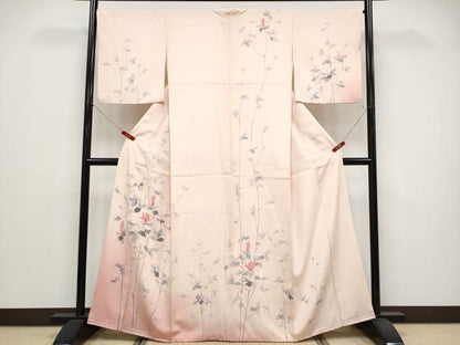 平和屋着物●訪問着　友禅　作家物　枝花文　暈し染め　正絹　逸品　CABG3386tx