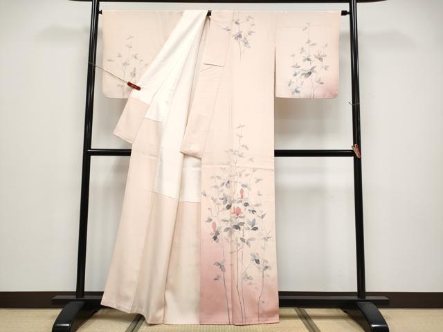 平和屋着物●訪問着　友禅　作家物　枝花文　暈し染め　正絹　逸品　CABG3386tx