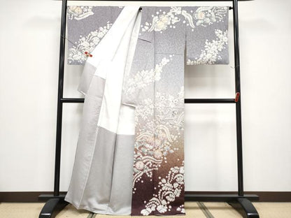 平和屋着物●訪問着　作家物　辻が花　絞り　暈し染め　銀通し地　正絹　逸品　CABG3392tx