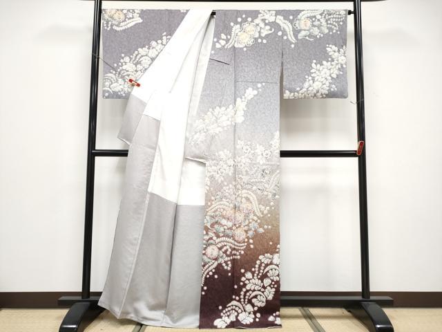 平和屋着物●訪問着　作家物　辻が花　絞り　暈し染め　銀通し地　正絹　逸品　CABG3392tx