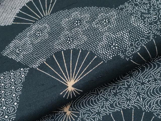 平和屋着物●伝統工芸士　岡村正三作　訪問着　江戸小紋　紬地　扇面花文　正絹　逸品　CABG3393tx