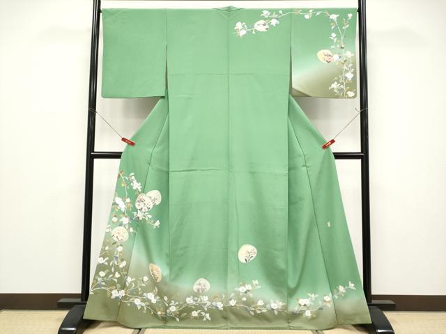 平和屋着物●訪問着　友禅　作家物　貝合せ枝花文　暈し染め　正絹　逸品　CABG3395tx
