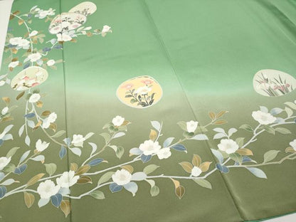 平和屋着物●訪問着　友禅　作家物　貝合せ枝花文　暈し染め　正絹　逸品　CABG3395tx