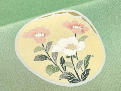 平和屋着物●訪問着　友禅　作家物　貝合せ枝花文　暈し染め　正絹　逸品　CABG3395tx