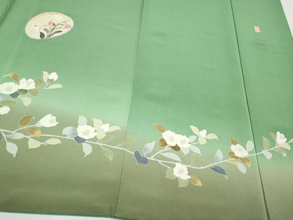 平和屋着物●訪問着　友禅　作家物　貝合せ枝花文　暈し染め　正絹　逸品　CABG3395tx