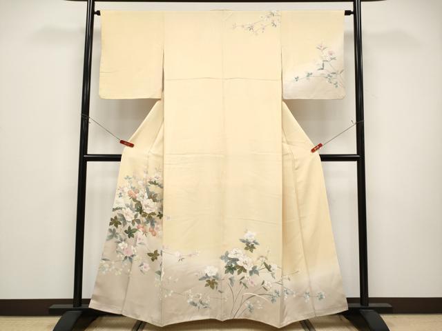 平和屋着物●訪問着　枝花文　暈し染め　金彩　正絹　逸品　CABG3396tx