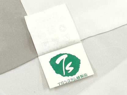 平和屋着物●色無地　草花地紋　茶鼠色　洗える着物　CABG3399tx