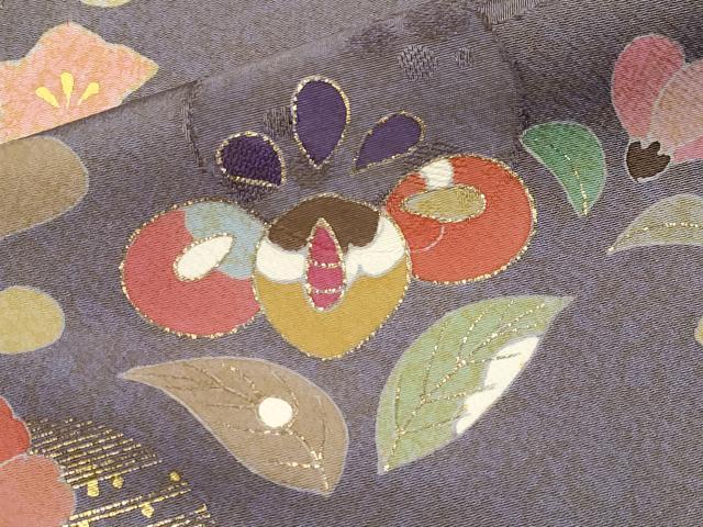 平和屋着物●京友禅の第一人者　松井青々　訪問着　駒刺繍　道長草花文　金彩　正絹　逸品　CABG3406tx