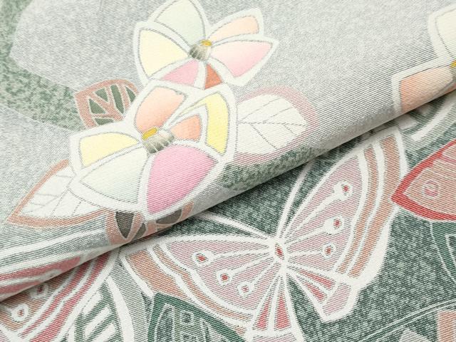 平和屋着物●訪問着　友禅　作家物　枝椿舞蝶文　正絹　逸品　CABG3407tx
