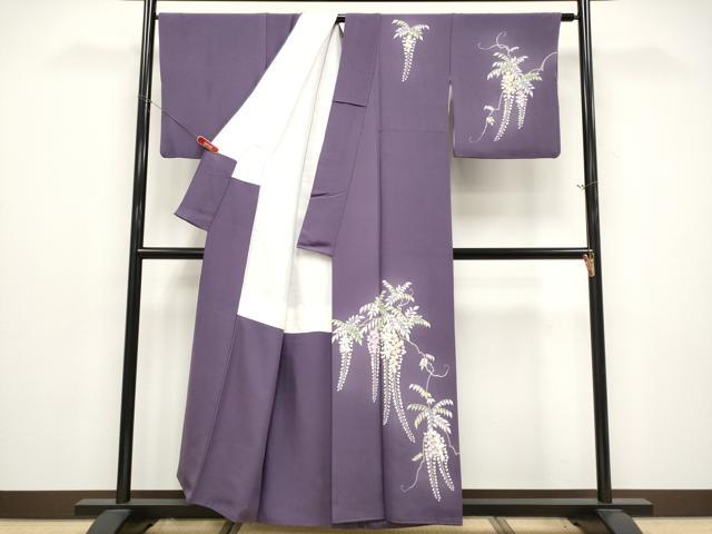 平和屋着物●訪問着　友禅　藤花房　暈し染め　正絹　逸品　CABG3410tx