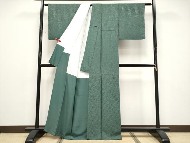 平和屋着物●上質な色無地　花地紋　革色　金通し地　正絹　逸品　CABG3411tx