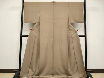 平和屋着物●江戸小紋　万筋　柴染色×黄枯茶色　正絹　逸品　CABG3412tx
