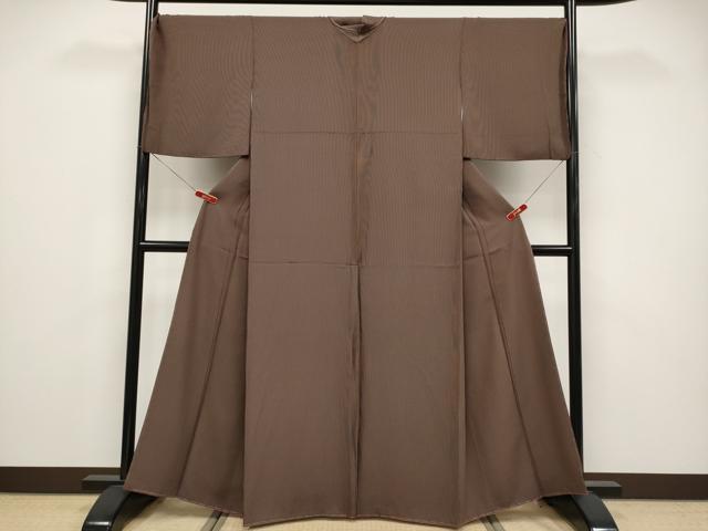 平和屋着物●江戸小紋　万筋　黒×煎茶色　正絹　逸品　未使用　CABG3416tx