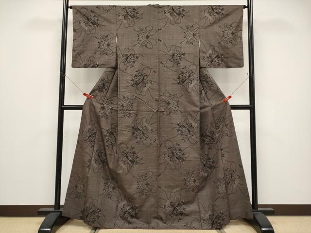 平和屋着物●本場大島紬　7マルキ　草花絵巻文　正絹　逸品　CABG3418tx