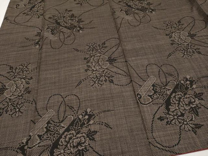 平和屋着物●本場大島紬　7マルキ　草花絵巻文　正絹　逸品　CABG3418tx