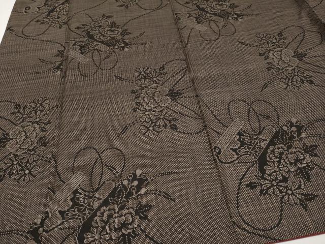 平和屋着物●本場大島紬　7マルキ　草花絵巻文　正絹　逸品　CABG3418tx