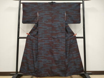 平和屋着物●結城紬　80亀甲　エ霞文　正絹　逸品　CABG3419tx