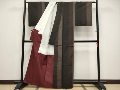 平和屋着物●本場縞大島紬 名匠たかし 泥染め 絹街道 証紙付き 正絹 逸品 未使用 CABG3424tx