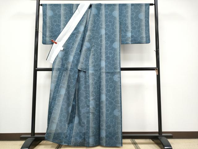 平和屋着物＊夏物　小紋　紗　雪輪重ね文　洗える着物　CABG3433tx