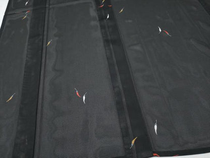平和屋着物＊夏物　小紋　絽　成り物　黒地　洗える着物　CABG3434tx
