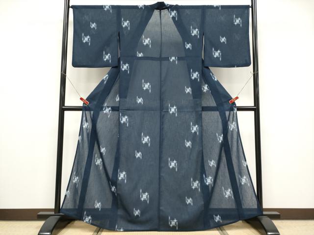 平和屋着物＊夏物　小紋　紗　抽象文　洗える着物　CABG3442tx