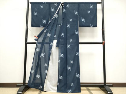 平和屋着物＊夏物　小紋　紗　抽象文　洗える着物　CABG3442tx