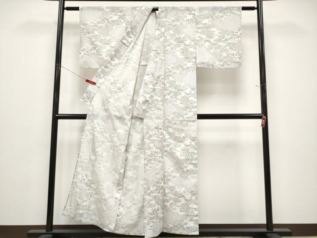 平和屋着物＊夏物　小紋　絽　風景文　洗える着物　CABG3443tx