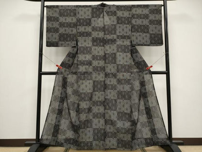 平和屋着物＊夏物　紗紬　100亀甲　麻の葉文様　正絹　逸品　CABG3447tx