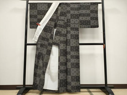 平和屋着物＊夏物　紗紬　100亀甲　麻の葉文様　正絹　逸品　CABG3447tx