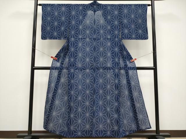 平和屋着物＊夏物　小紋　麻の葉文様　未使用　CABG3448tx