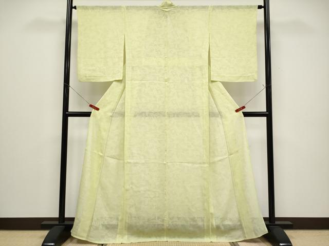 平和屋着物＊夏物　色無地　花唐草紋紗　若菜色　正絹　逸品　CABG3449tx