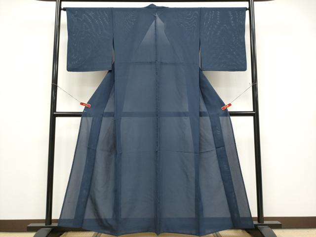 平和屋着物＊夏物　色無地　絽　藍鉄色　正絹　逸品　CABG3450tx