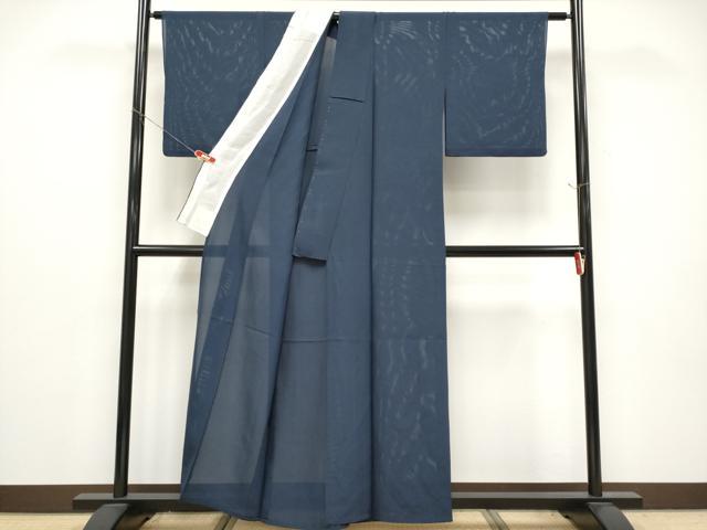 平和屋着物＊夏物　色無地　絽　藍鉄色　正絹　逸品　CABG3450tx