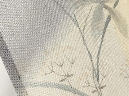 平和屋着物＊夏物　訪問着　紗紬　手描き　草花文　金彩　正絹　逸品　CABG3454tx