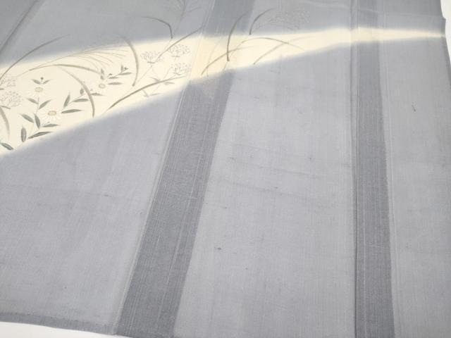 平和屋着物＊夏物　訪問着　紗紬　手描き　草花文　金彩　正絹　逸品　CABG3454tx