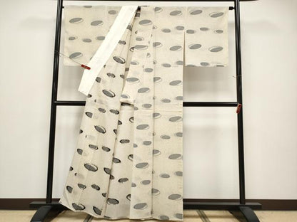 平和屋着物＊夏物　お召　夏お召　抽象文　正絹　逸品　CABG3458tx