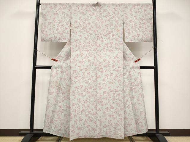 平和屋着物＊夏物　小紋　絽　更紗花文　正絹　逸品　CABG3460tx