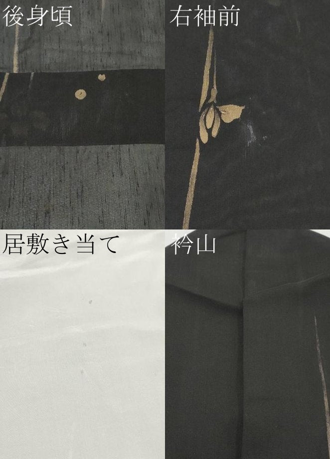 平和屋着物＊夏物 本場小千谷紬 杜若 黒地 金彩 鈴乃屋扱い 大新織物謹製 証紙付き 正絹 逸品 CABG3461tx