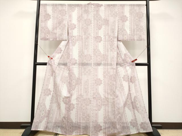 平和屋着物＊夏物 小紋 紗 正倉院花文 洗える着物 CABG3464tx