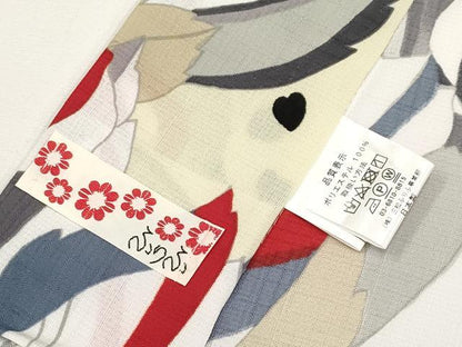 平和屋着物＊夏物 小紋 紗 舞葉文 セオアルファ 洗える着物 未使用 CABG3465tx