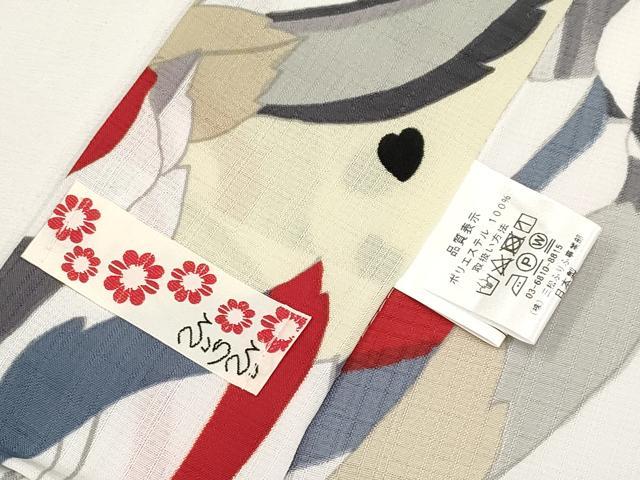 平和屋着物＊夏物 小紋 紗 舞葉文 セオアルファ 洗える着物 未使用 CABG3465tx
