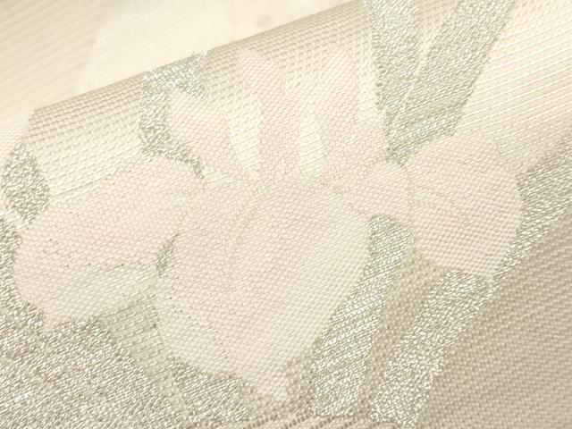 平和屋着物＊夏物 六通柄袋帯 地紙草花文 銀糸 正絹 逸品 CABG3467tx