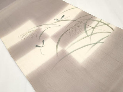 平和屋着物＊夏物 太鼓柄袋帯 トンボ すすき 金彩 正絹 逸品 CABG3472tx