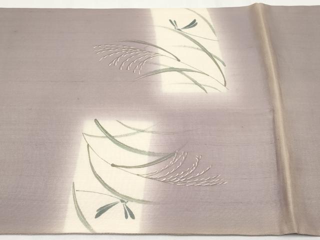 平和屋着物＊夏物 太鼓柄袋帯 トンボ すすき 金彩 正絹 逸品 CABG3472tx