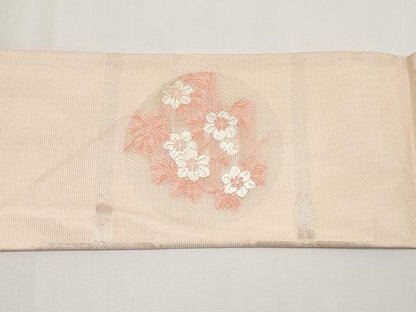 平和屋着物＊夏物　九寸名古屋帯　唐織　花丸文　正絹　逸品　未使用　CABG3479tx