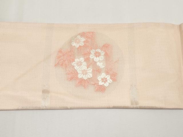 平和屋着物＊夏物　九寸名古屋帯　唐織　花丸文　正絹　逸品　未使用　CABG3479tx