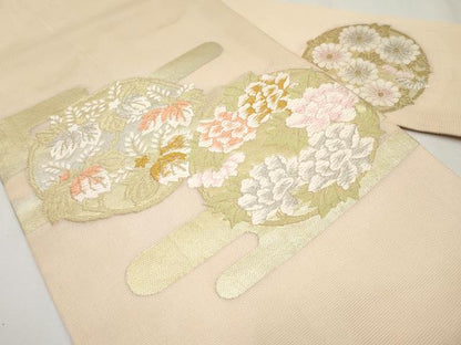 平和屋着物＊夏物　九寸名古屋帯　唐織　霞花丸文　金銀糸　正絹　逸品　CABG3485tx