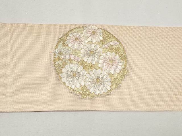 平和屋着物＊夏物　九寸名古屋帯　唐織　霞花丸文　金銀糸　正絹　逸品　CABG3485tx