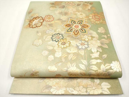 平和屋着物＊夏物 六通柄袋帯 刺繍 枝花文 金彩 正絹 逸品 CABG3491tx